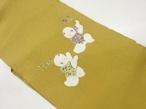 縮緬地手描き童子模様名古屋帯